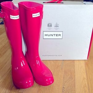 Girls size 5 Hunter Rain boots- Bright Pink